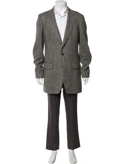 Pre-owned Harris Tweed Wool Tweed Pattern Blazer In Grey