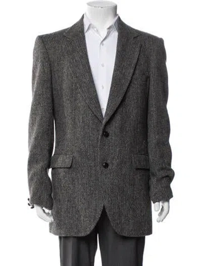 Pre-owned Harris Tweed Wool Tweed Pattern Blazer In Grey