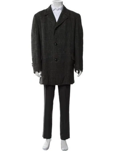Pre-owned Harris Tweed Wool Tweed Pattern Coat In Grey