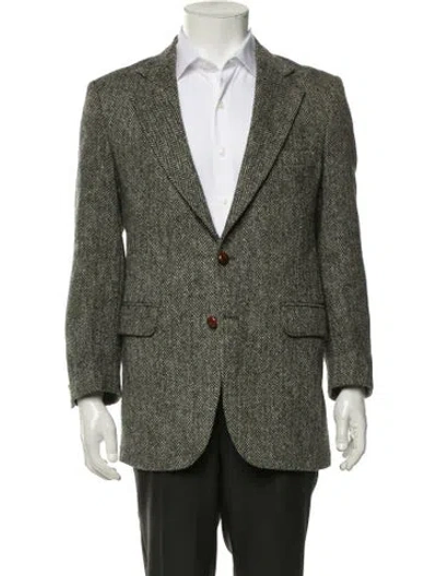 Pre-owned Harris Tweed Wool Tweed Pattern Jacket In Green