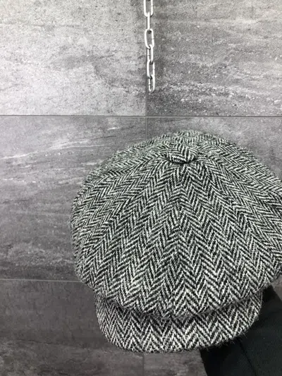 Pre-owned Harris Tweed X Vintage Men's Vintage Harris Tweed Flat Cap Hat Size S 100% Wool In Grey