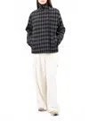 Harris Wharf Cropped Outdoor Gingham Jacket In Grey & Black In Black