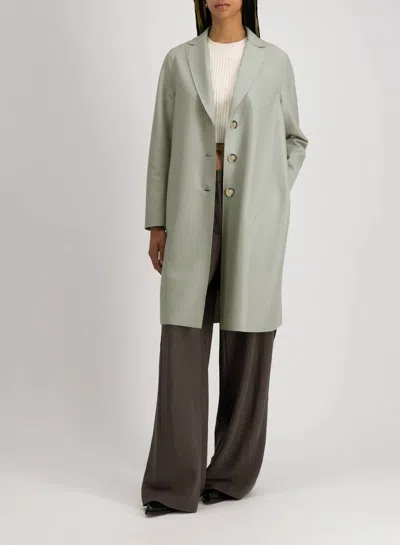 Harris Wharf Light Pressed Wool Overcoat In Absinthe Green In Multi