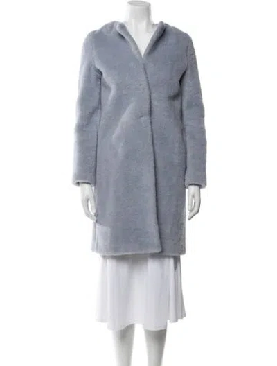 Pre-owned Harris Wharf London Alpaca Fur Coat In Blue