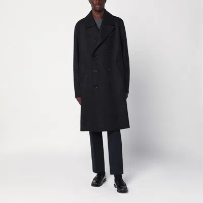 Harris Wharf London Anthracite Grey Double-breasted Wool Coat In Gray