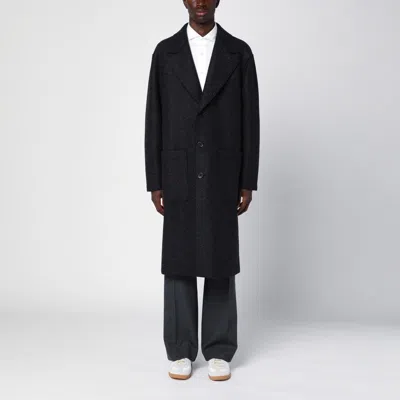 HARRIS WHARF LONDON ANTHRACITE GREY SINGLE-BREASTED WOOL COAT