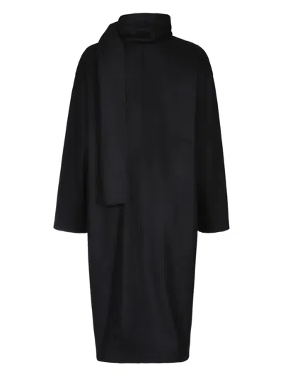 Harris Wharf London Attached-scarf Coat In Black