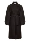 Harris Wharf London Balloon-sleeve Belted Coat In Black