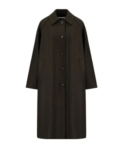 Harris Wharf London Balmacaan Button-front Raglan-sleeve Coat In Brown