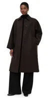 Harris Wharf London Balmacaan Pressed Wool Coat With Quilted Lining Dark Brown In Black