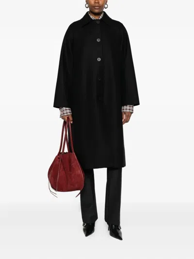 Harris Wharf London Balmacaan Raglan-sleeve Button Coat In Black
