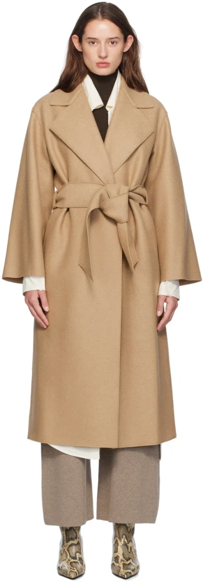 Harris Wharf London Beige Belted Clutch Coat In 441 Tan