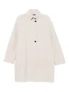 Harris Wharf London Wool High Neck Coat With Side Pockets In Neutral
