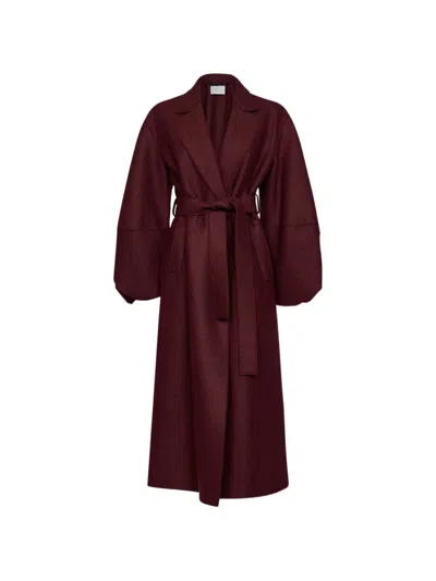 Harris Wharf London Belted Balloon-sleeve Coat In Red