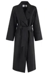 Harris Wharf London Long Coat In Pressed Wool In Blue