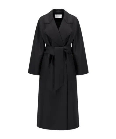 Harris Wharf London Belted Clutch Coat Pressed Wool In Black