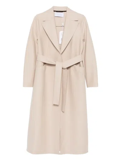 HARRIS WHARF LONDON BELTED NOTCHED-LAPELS COAT