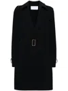 Harris Wharf London Belted Open-front Trench Coat In Black
