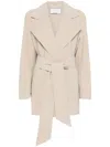 Harris Wharf London Belted Scuba Coat In Nude