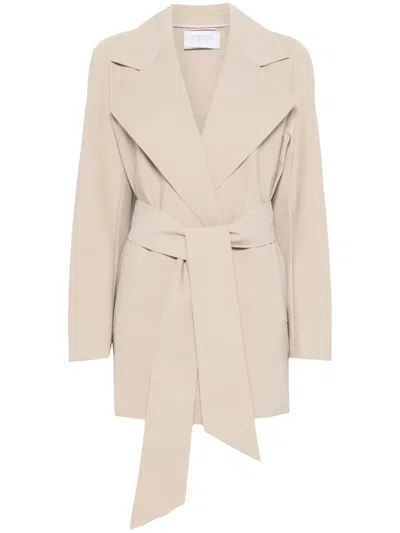 Harris Wharf London Belted Scuba Coat In Nude