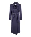 Harris Wharf London Women Long Trench Double Stitching Pressed Wool In Blue