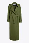 Harris Wharf London Green Wool Coat With Belt In Green
