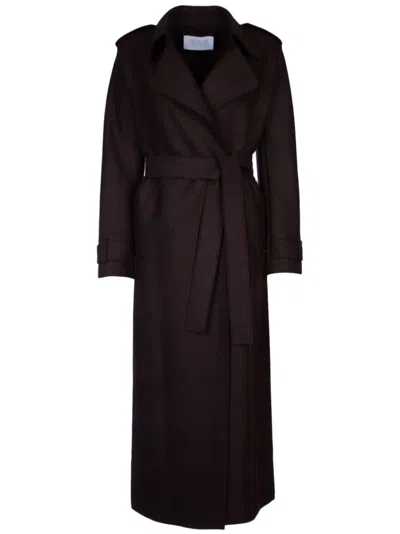 HARRIS WHARF LONDON BELTED WOOL TRENCH COAT