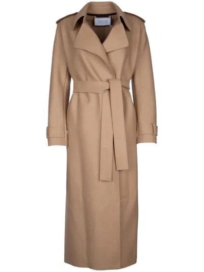 HARRIS WHARF LONDON BELTED WOOL TRENCH COAT