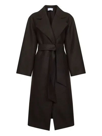 Harris Wharf London Belted Wrap Coat In Brown
