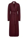 Harris Wharf London Belted Wrap Coat In Burgundy