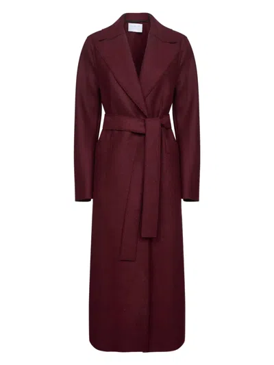 Harris Wharf London Belted Wrap Coat In Burgundy