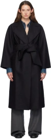 Harris Wharf London Black Belted Clutch Coat In 199 Black