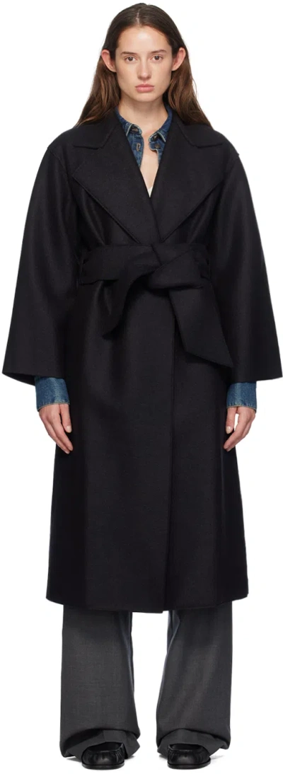 Harris Wharf London Black Belted Clutch Coat In 199 Black