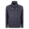 Harris Wharf London Women Cropped Funnel Jacket Pressed Wool In Blue