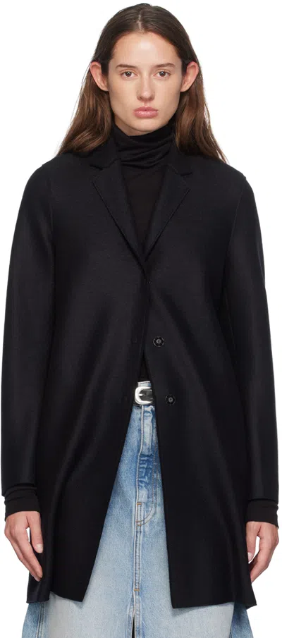 Harris Wharf London Black Cocoon Coat In 199 Black