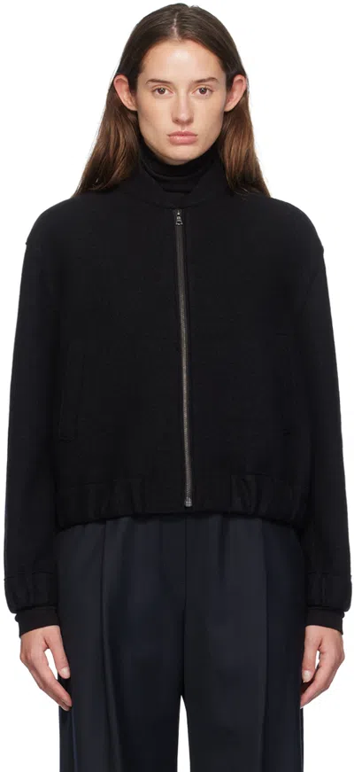 Harris Wharf London Black Cropped Bomber Jacket In 199 Black
