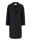 Harris Wharf London Black Double-breasted Coat With Dropped Shoulders In Wool Woman In Black
