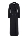 Harris Wharf London Black Double-breasted Long Coat With Peak Revers In Wool Woman In Black