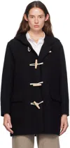 HARRIS WHARF LONDON BLACK DUFFLE COAT