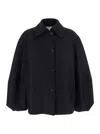 Harris Wharf London Black Jacket With Wide Collar And Balloon Sleeves In Wool Woman In Black