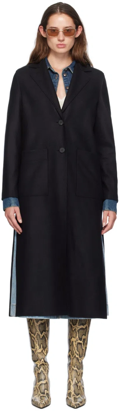 Harris Wharf London Black Long Boxy Coat In 199 Black