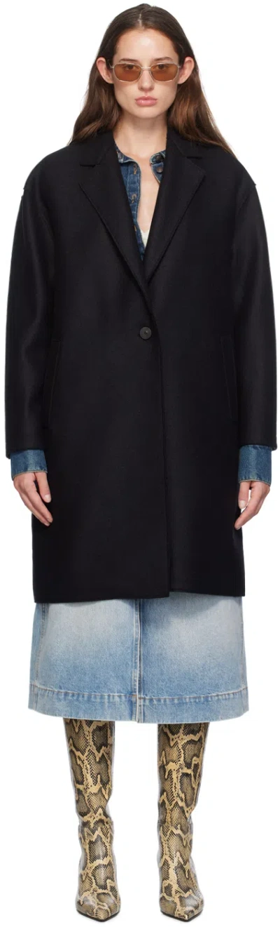 Harris Wharf London Black Oversized Coat In 199 Black