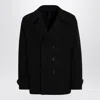 HARRIS WHARF LONDON BLACK PEACOAT IN BOILED WOOL