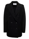 HARRIS WHARF LONDON BLACK PEACOAT IN FINE VIRGIN WOOL KNIRT WOMAN