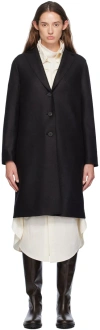 Harris Wharf London Black Pressed Wool Overcoat In 199 Black