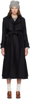 Harris Wharf London Black Pressed Wool Trench Coat In 199 Black