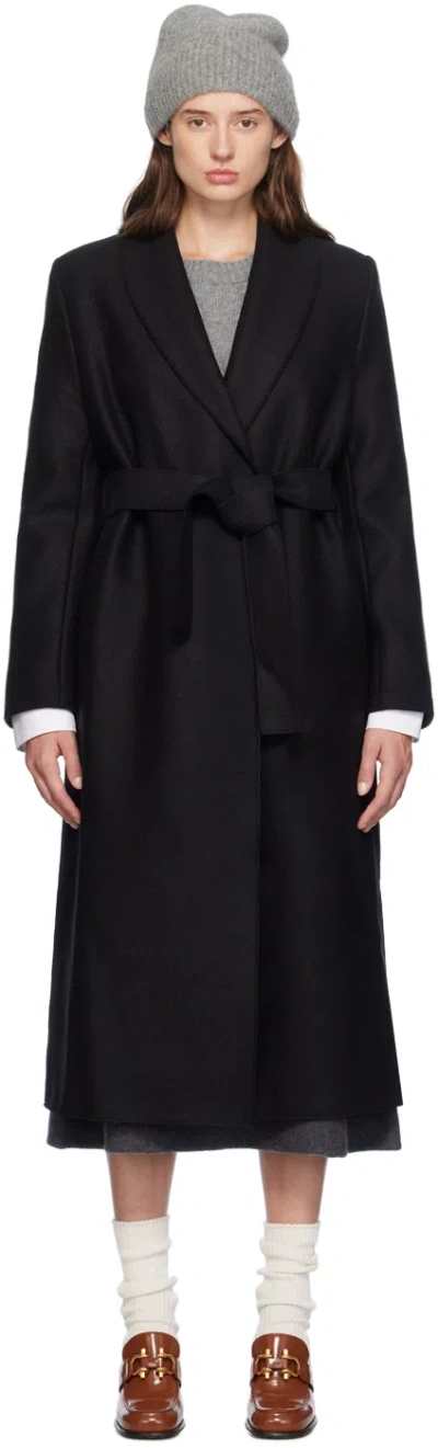 Harris Wharf London Black Shawl Collar Coat In 199 Black