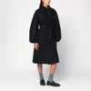 Harris Wharf London Black Wool Belted Coat In Black