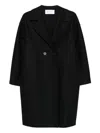 Harris Wharf London Black Double-breasted Coat With Dropped Shoulders In Wool Woman In Black