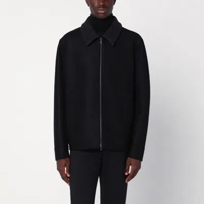 HARRIS WHARF LONDON HARRIS WHARF LONDON  BLACK ZIP-UP WOOL JACKET